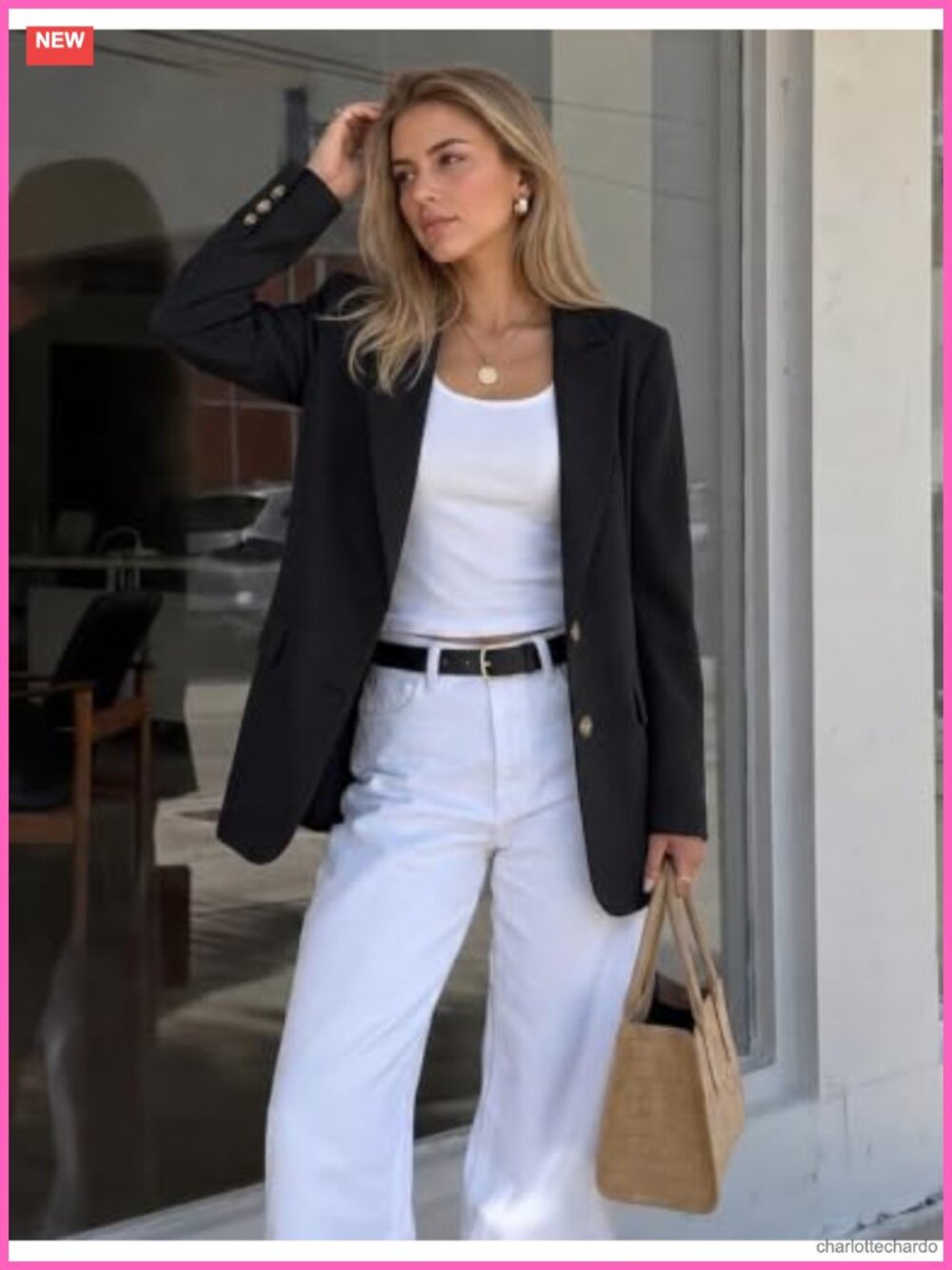Women's Oversized Suit Blazer Notched Lapel Flap Pockets Long Sleeve Open Front - Picture 2 of 6